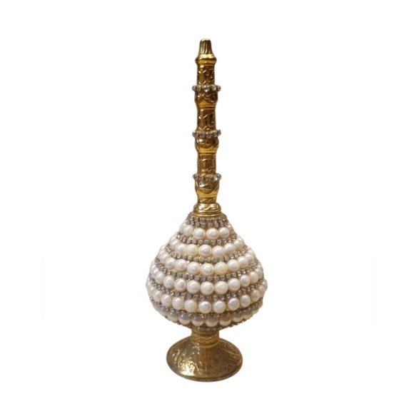 Beaded and Swarovski Stone Rosette Cologne Holder - Ebruli Gold - Picture 1 of 5